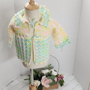 Handmade Pastel Zigzag Kids Cardigan
